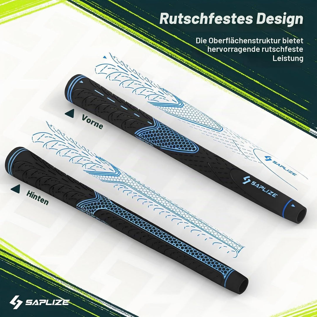 SAPLIZE Golfgriffe 13er-Set mit komplettem Regripping-Kit, Standard/Mittelklasse, Weiss/Grün/Rot/Bla