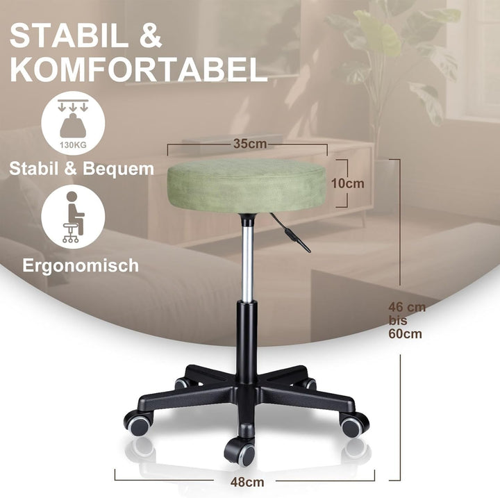 Zedelmaier Rollhocker höhenverstellbar, Bürohocker mit Gummirollen, 360° drehbar Hocker mit Rollen &