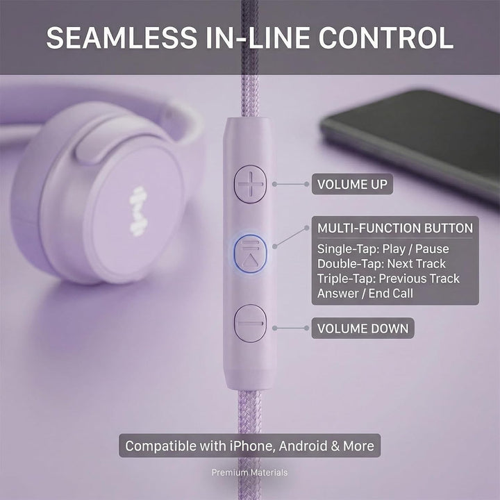 Over-Ear Kopfhörer: Faltbar mit Mikrofon & In-Line Steuerung – 3,5mm Klinke + USB-C Adapter – Weiche