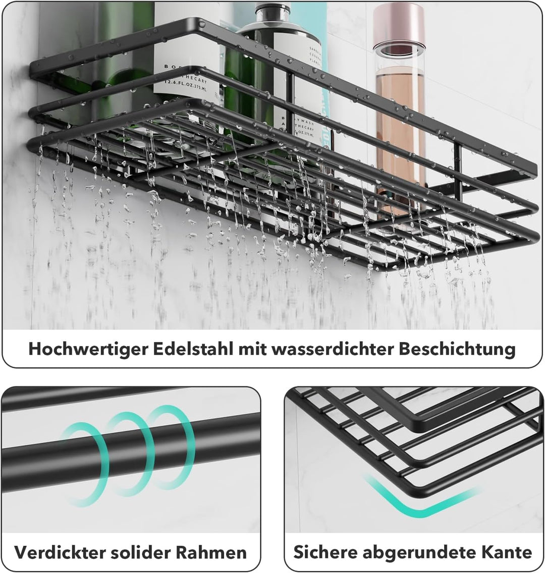 saffruff Duschablage Ohne Bohren 2 Stück Duschregal Duschkorb Badezimmer Organizer, Regal Badregal S