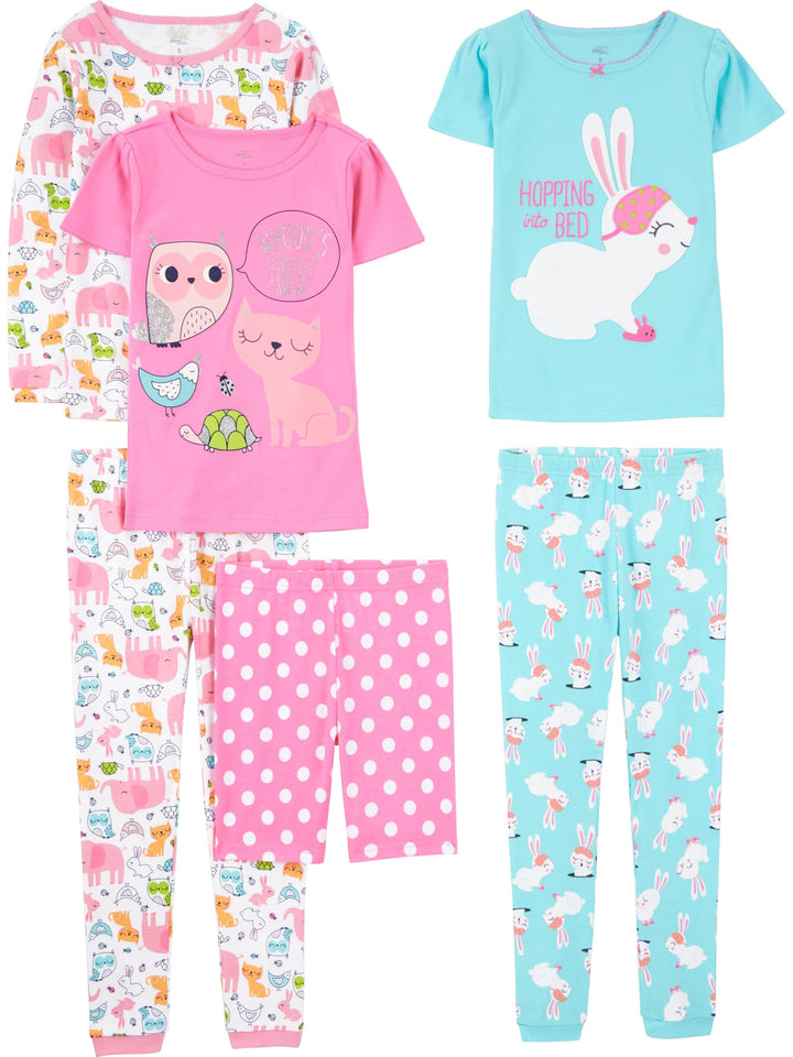 Simple Joys by Carter's Mädchen 6-Piece Snug Fit Cotton Pajama Set Pyjamaset (3er Pack) 6-9 Monate B