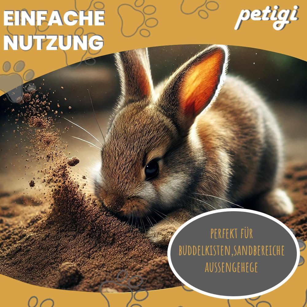 Petigi 25 kg Kaninchen Buddelsand für Buddelkisten von Kaninchen, Hasen, Chinchilla, für Sensible Pf