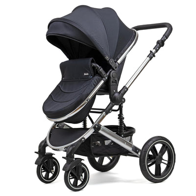 Pixini Kombikinderwagen 2in1 Kalani chrom/schwarz chrom/Schwarz ohne Babyschale, chrom/Schwarz ohne