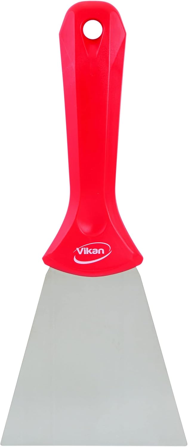 Vikan - Hygiene - Handschaber - Mit Edelstahlklinge - Rot - Breit, rot