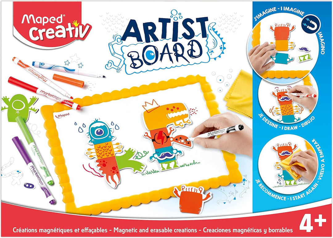 Maped 907100 Creativ Artist Board – magnetisch, Kunststoff, gelb, A4 Künstlertafel magnetisch, Künst