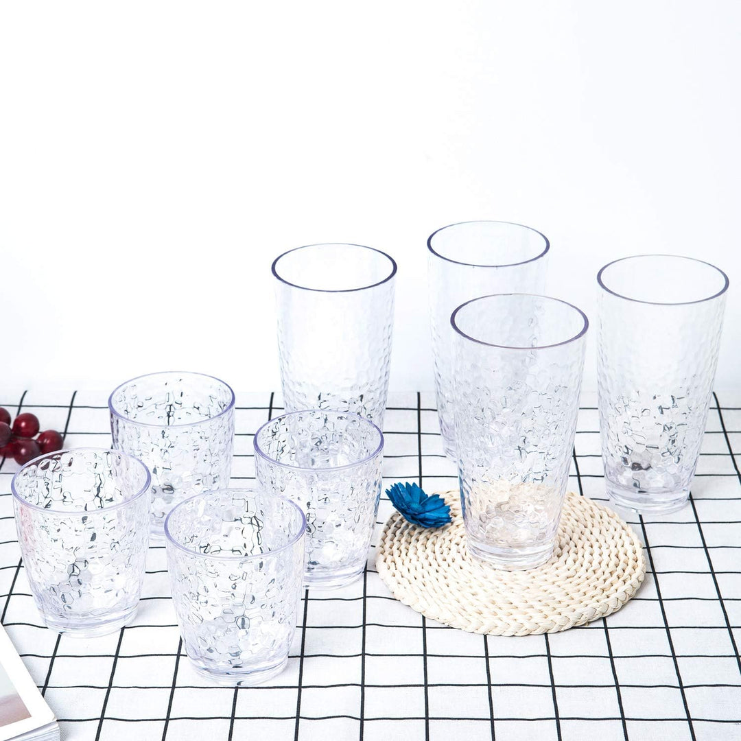 yongzhenlite 6er-Set Gehämmerter Stil 15 Unzen / 430 ml Acrylgläser Kunststoffbecher für Hochzeitsfe