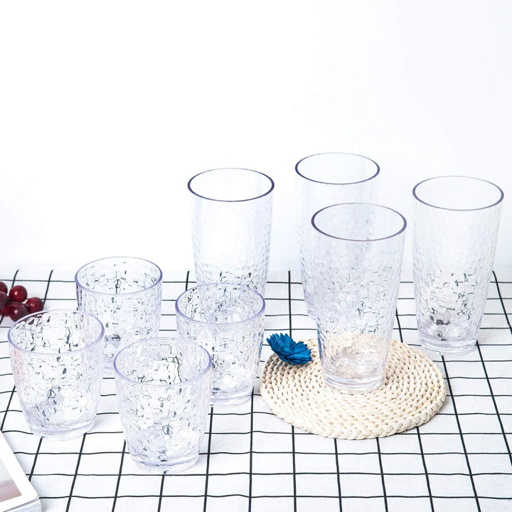 yongzhenlite 6er-Set Gehämmerter Stil 15 Unzen / 430 ml Acrylgläser Kunststoffbecher für Hochzeitsfe