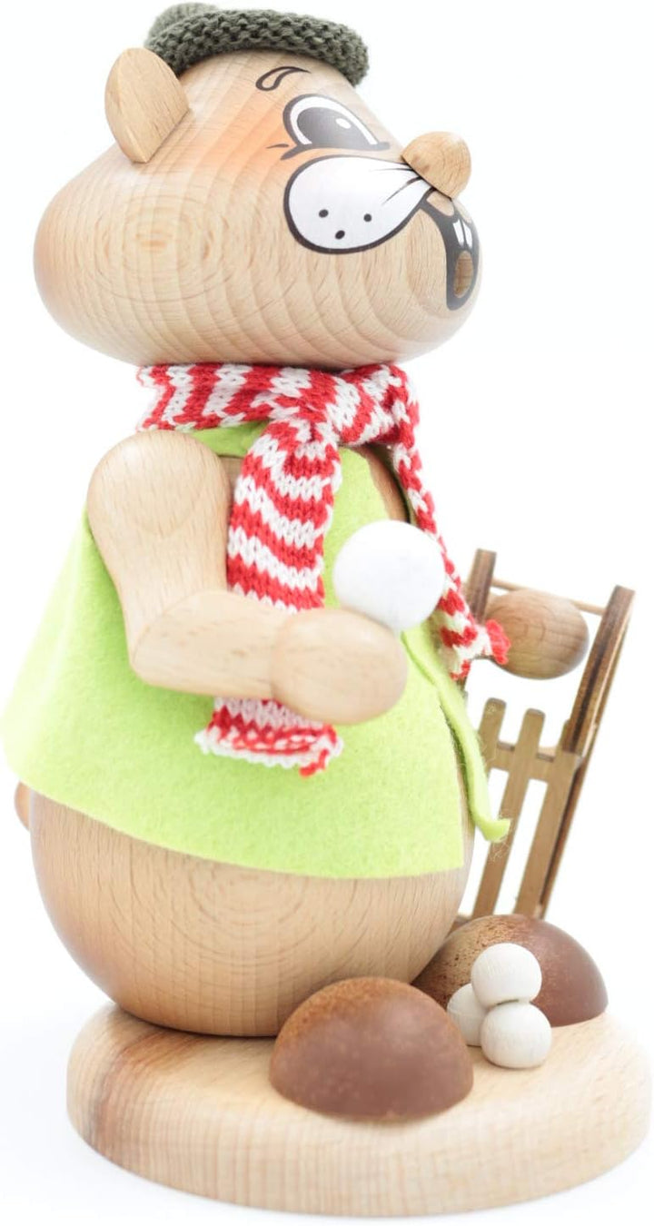 Kuhnert - Erzgebirgische Holzkunst Räuchermann Räucherfigur Hamster 18cm - Rodler, Rodler