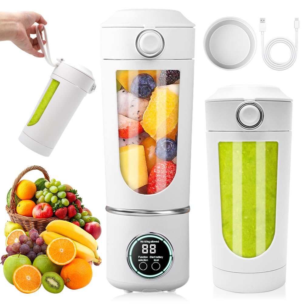 Tragbarer Mixer, 700 ml kleiner Mixer Smoothie, Mini-Standmixer mit 12 Edelstahlklingen und Digitala