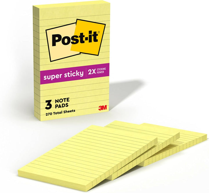 Post-it Super Haftnotizen, 10,2 x 15,2 cm, 3 Blöcke, 2 x die Klebekraft, Kanariengelb, recycelbar (6