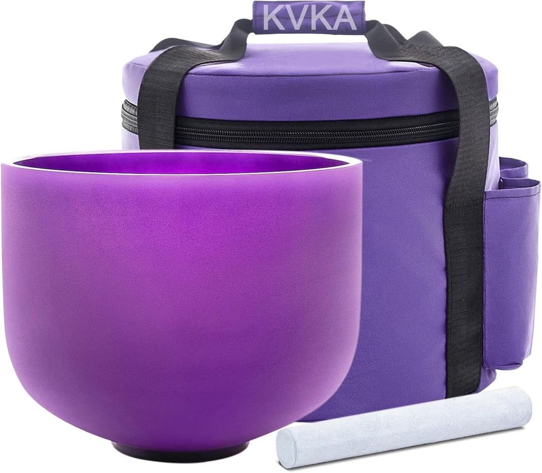 KVKA 20cm Klangschalen, 432Hz B note 8 inch Violett Chakra Klangschale für Yoga Meditation Sound Hea