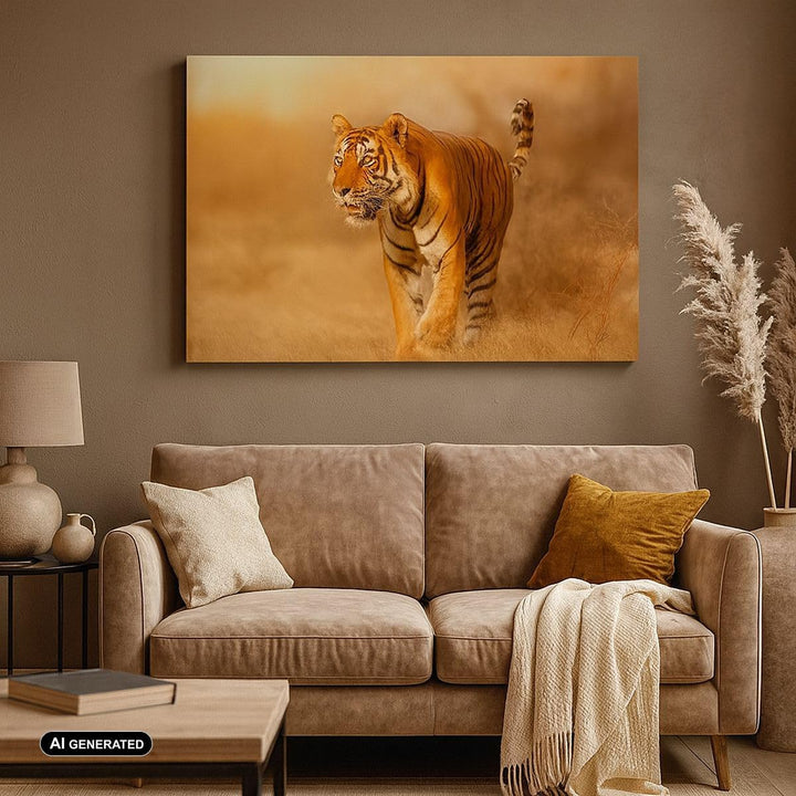 ARTTOR Bilder auf Leinwand 100x70cm Leinwandbild mit Rahmen tiger tier Gross Wanddeko Bild Schlafzim