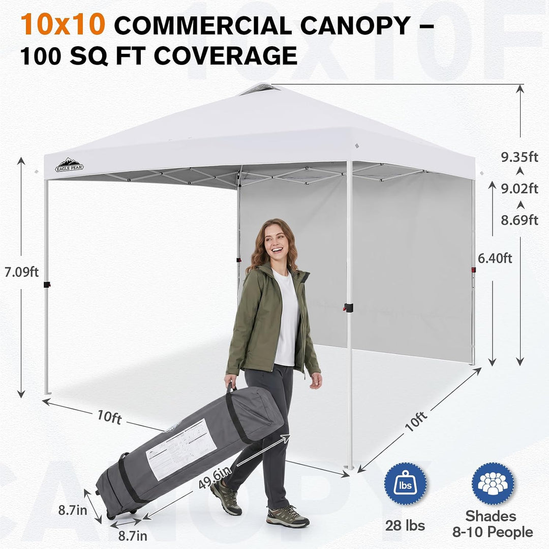 EAGLE PEAK 3x3m Pop Up Baldachin mit 1 Seitenwand, einfaches Setup Event Zelt, Sonnenschutz im Freie