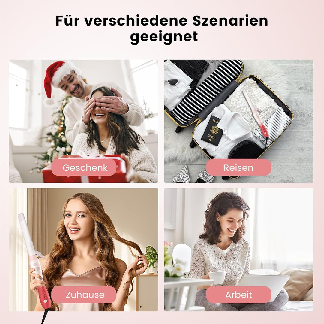 Lockenstab Automatisch Hair Curler with Klemme, Rotierend Curling Iron 1 Inch mit Tourmalin Keramik,
