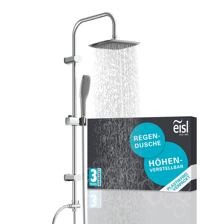 EISL Duschset EASY FRESH, Duschsystem ohne Armatur 2 in 1 mit grosser Regendusche (250 x 200 mm) und