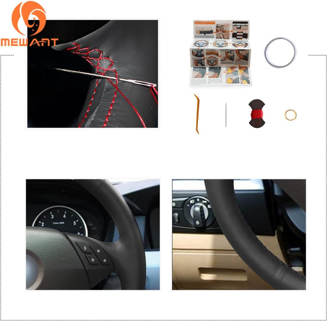 MEWANT Sew Lenkradhülle für BMW E60 (Sedan) 530d 2003-2009 E61 (Touring) 2004 2005-2008 2009 aus Ech