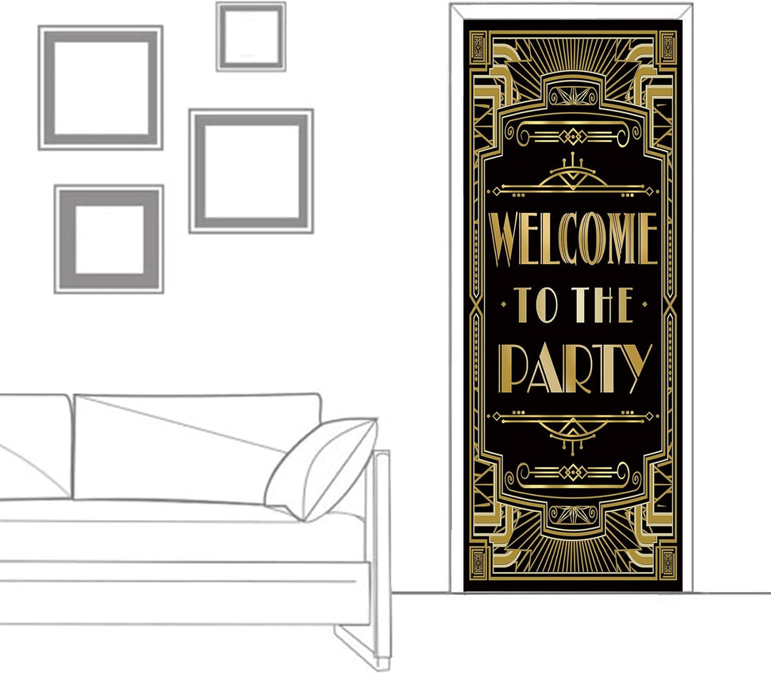 musykrafties Goldenen 1920er Gatsby Themenparty Türabdeckung 72x30 Zoll - Welcome to The Party, Welc
