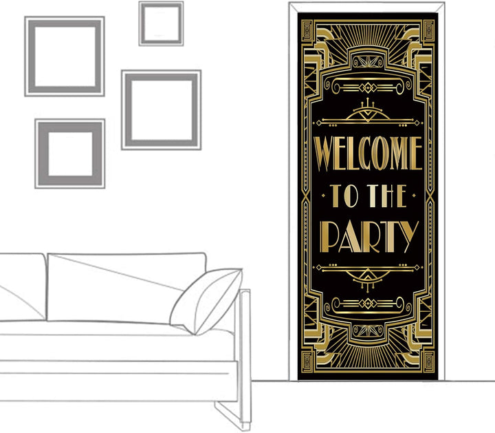 musykrafties Goldenen 1920er Gatsby Themenparty Türabdeckung 72x30 Zoll - Welcome to The Party, Welc