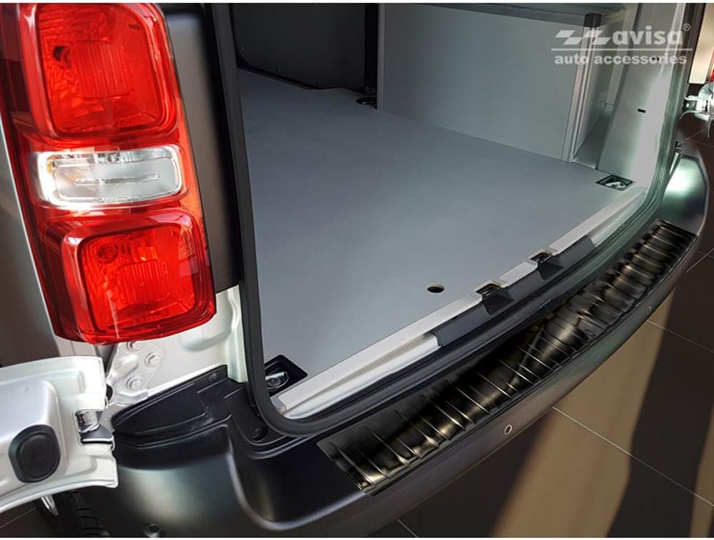 Avisa Schwarz Edelstahl Heckstossstangenschutz kompatibel mit Peugeot Expert III & Citroen Jumpy III