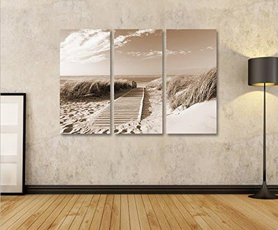 islandburner Bild Bilder auf Leinwand Strand Sepia Nordseestrand Langeoog 3p XXL Poster Leinwandbild