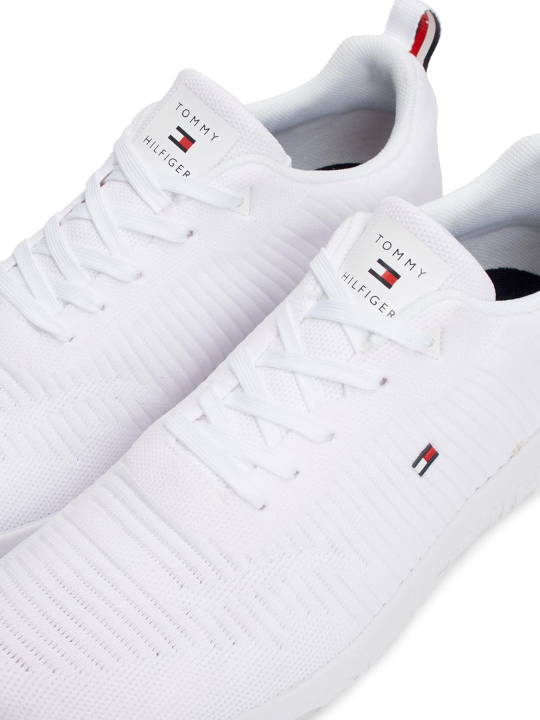 Tommy Hilfiger Herren Runner Sneaker Corporate Knit Rib Runner Sportschuhe 42 EU Weiss, 42 EU Weiss