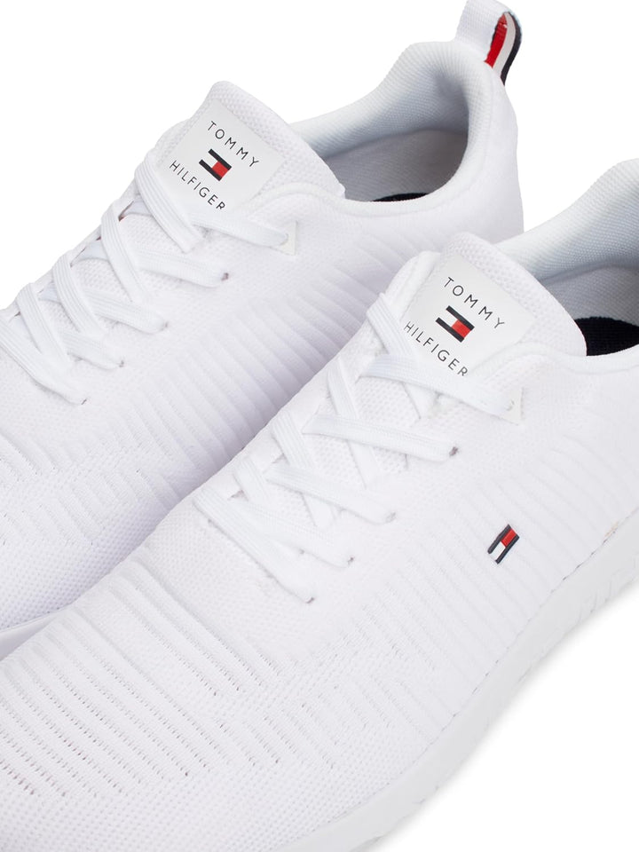 Tommy Hilfiger Herren Runner Sneaker Corporate Knit Rib Runner Sportschuhe 42 EU Weiss, 42 EU Weiss