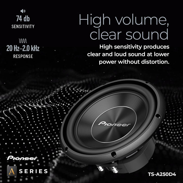 Pioneer TS-A250D4 Subwoofer mit Doppelschwingspule für den Gehäuseeinbau (1.300 W), 25 cm/10", IMPP