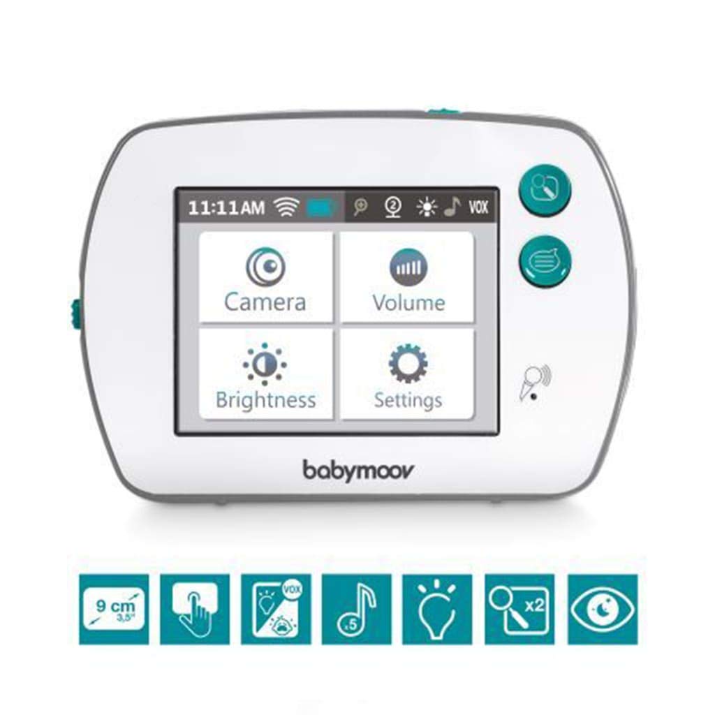 Babymoov YOO-Feel Video-Babyphone, 3,5 Zoll Touchscreen-Empfänger, Nachtsicht, 2-fach Zoom, Gegenspr