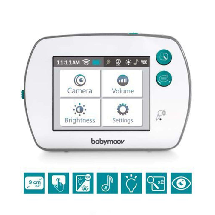 Babymoov YOO-Feel Video-Babyphone, 3,5 Zoll Touchscreen-Empfänger, Nachtsicht, 2-fach Zoom, Gegenspr