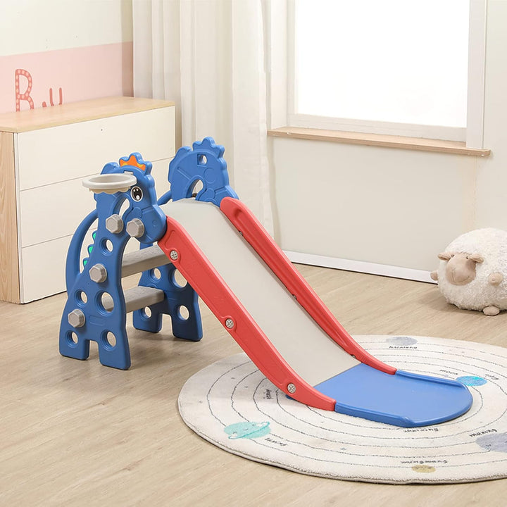 Aufun 3 in 1 Faltbar Kinderrutsche Freistehende Rutsche135x53x67cm mit Basketballkorb, Kinder Rutsch