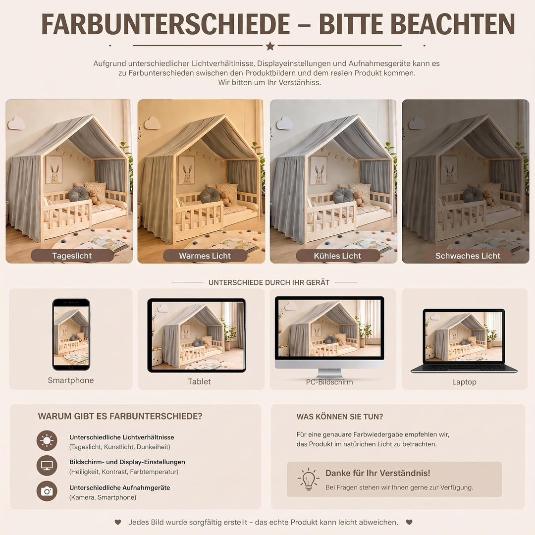 Hook Hausbett Himmel Deko Set, Betthimmel Hausbett aus Musselin - 1 Betthimmel &amp; 1 Wimpelkette, für
