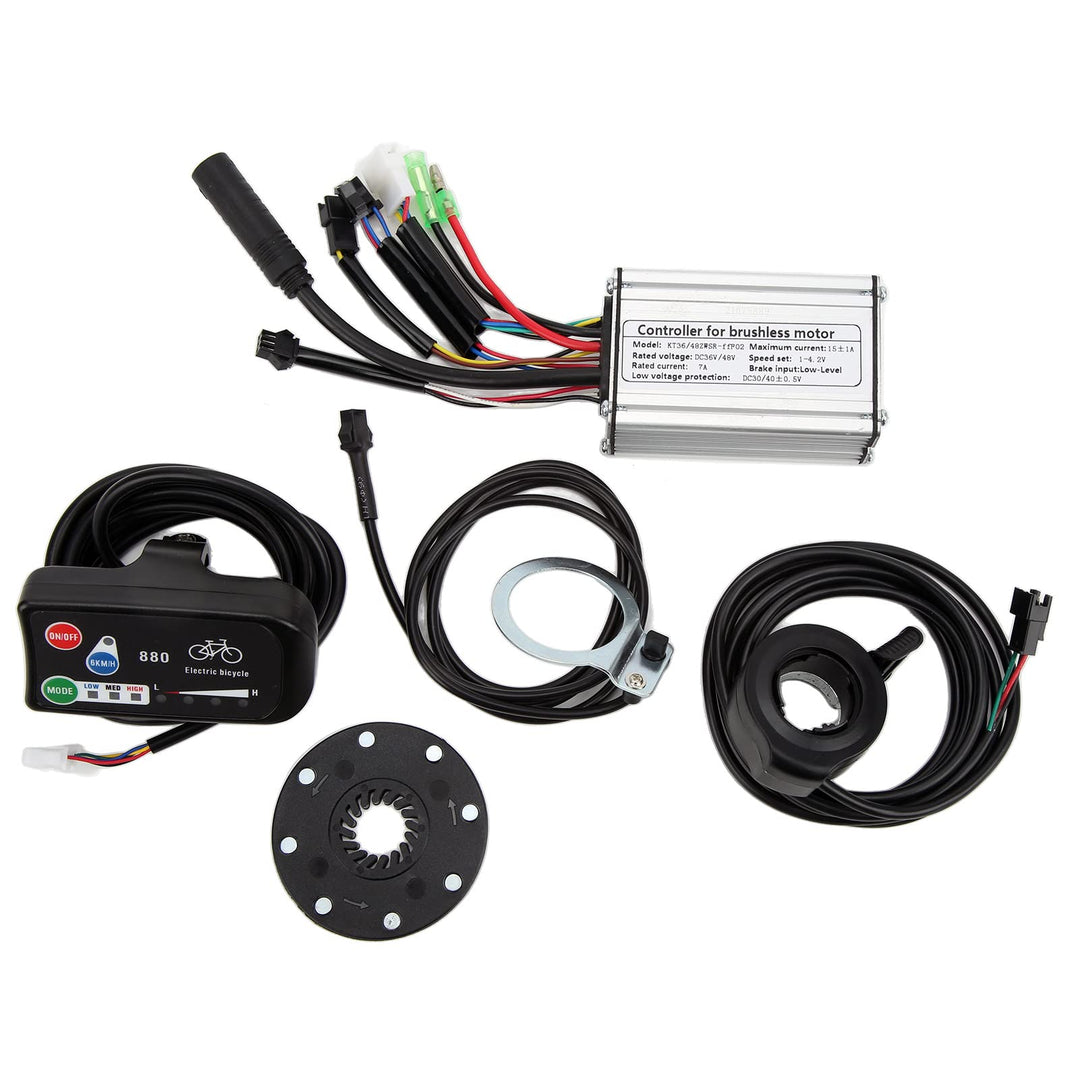 BuyWeek Elektrofahrrad Brushless Motor Controller Kit, 36V 48V 15A Rechteckwellen Controller LED880
