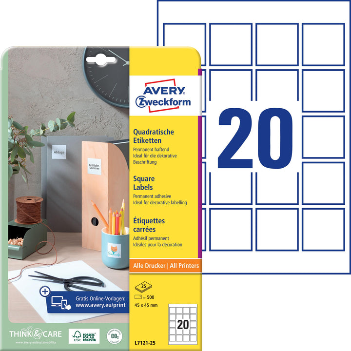 AVERY L7171-25 Box 100 Blätter Etiketten für Ordner