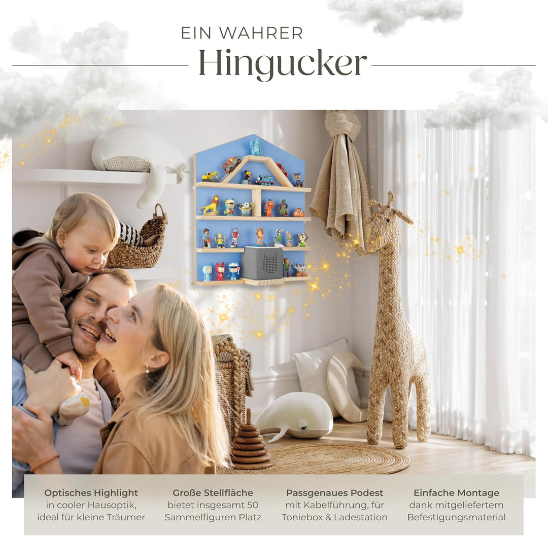 tectake® Holz Regal mit Magnetstreifen für Wand Montage, Wandregal für's Kinderzimmer, Aufbewahrung
