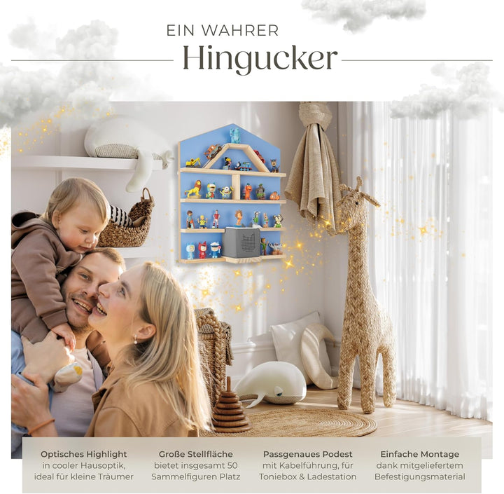 tectake® Holz Regal mit Magnetstreifen für Wand Montage, Wandregal für's Kinderzimmer, Aufbewahrung