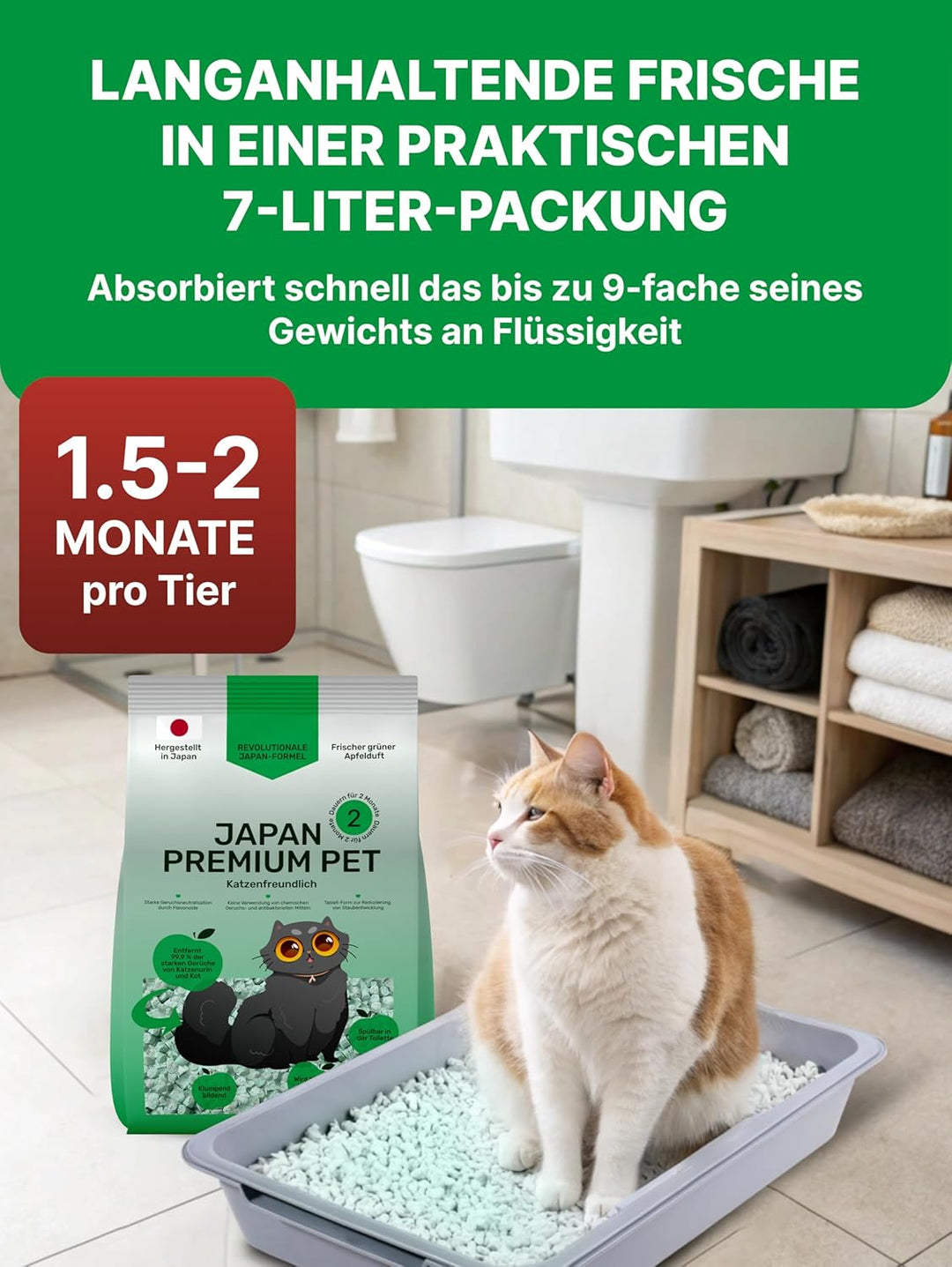 Apfel & Tofu Katzenstreu | Antibakterielle, spülbare und Geruchshemmende | Katzenstreu staubfrei auf