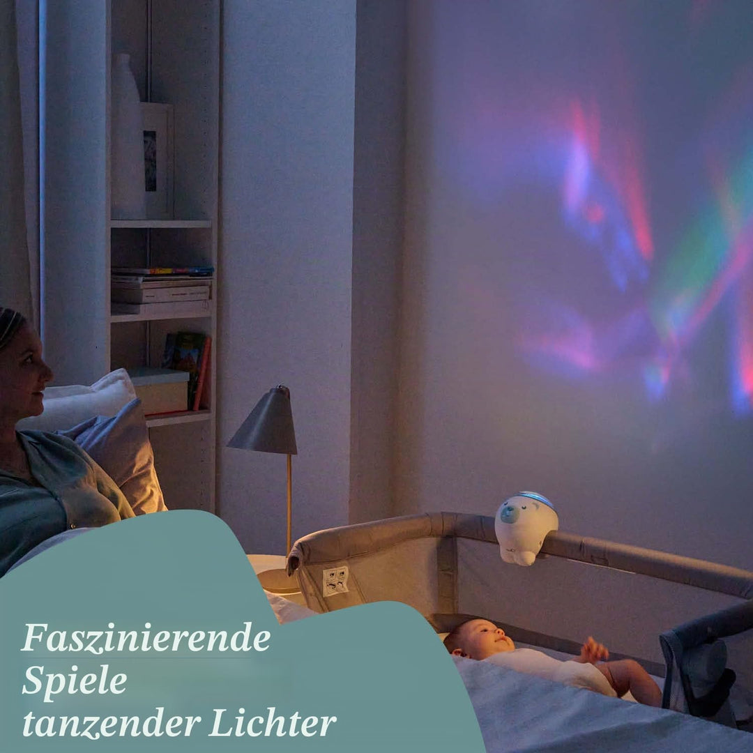 Chicco First Dreams Eisbär Projektor, 2in1 Wiege und Bett Projektor, Kinder Nachtlicht, Aurora Borea
