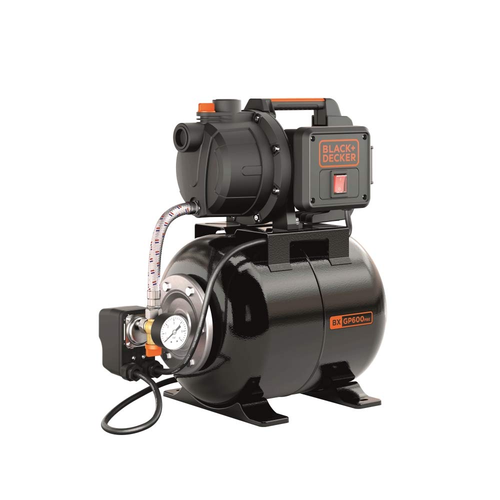 BLACK+DECKER Selbstansaugende Pumpe BXGP600PBE mit Behälter für Klarwasser (600 W,max. Förderleistun