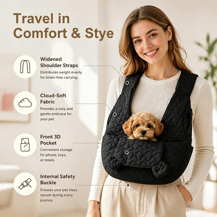 Hundetragetasche Bis 10 Kg, Freihändige Hundetasche Für Kleine Hunde mit Verstellbarem Gurt, Front H