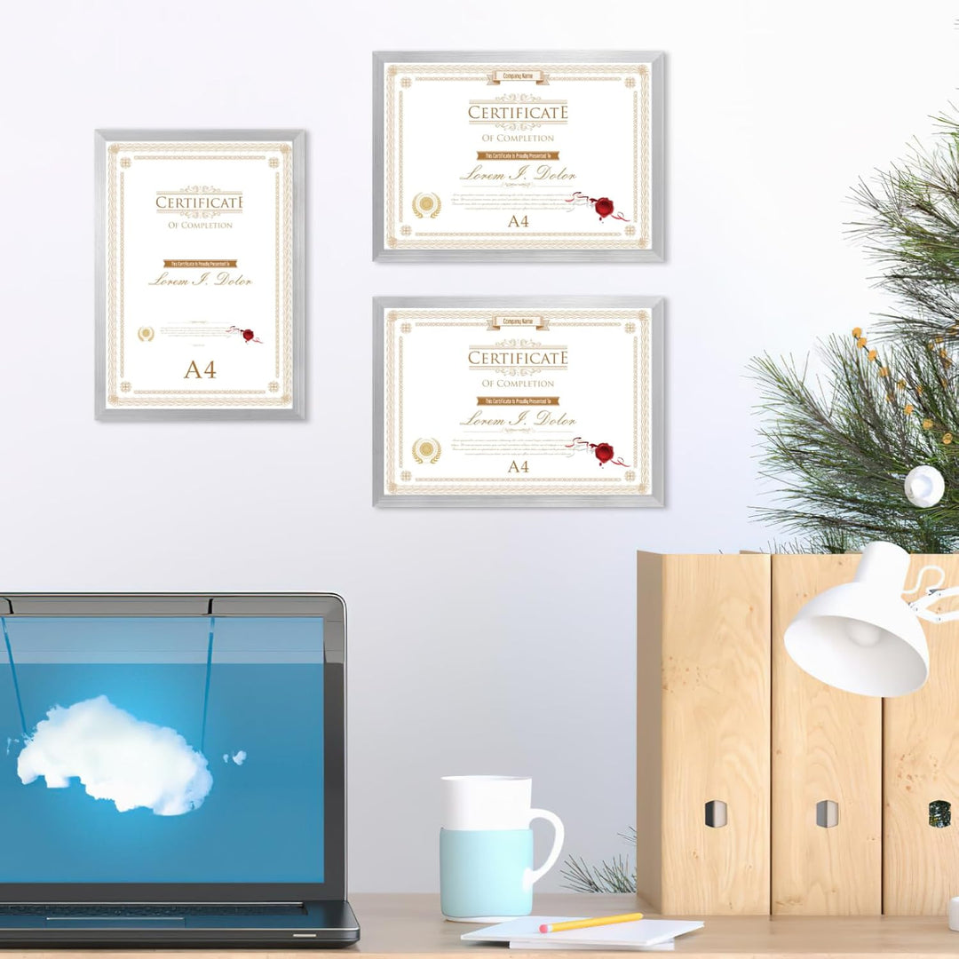 Hoikwo 18 Stück Bilderrahmen A4 Set, Silber Rahmen din A4 für 21x29,7 cm Foto Bilder Kinderzeichnung