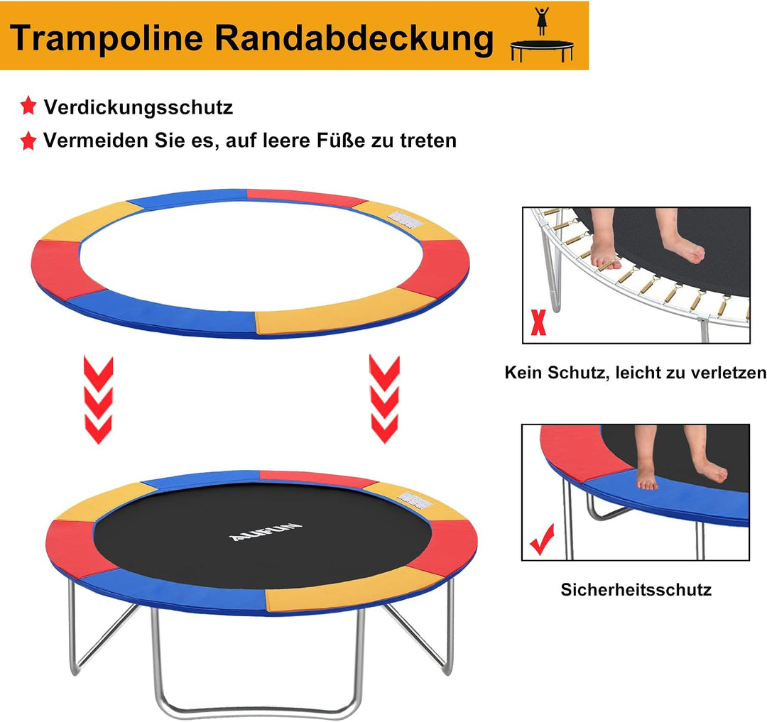 YRHome Trampolin Randabdeckung Federabdeckung Ø 244cm 305cm 366cm UV-Beständigkeit Reissfest Randsch