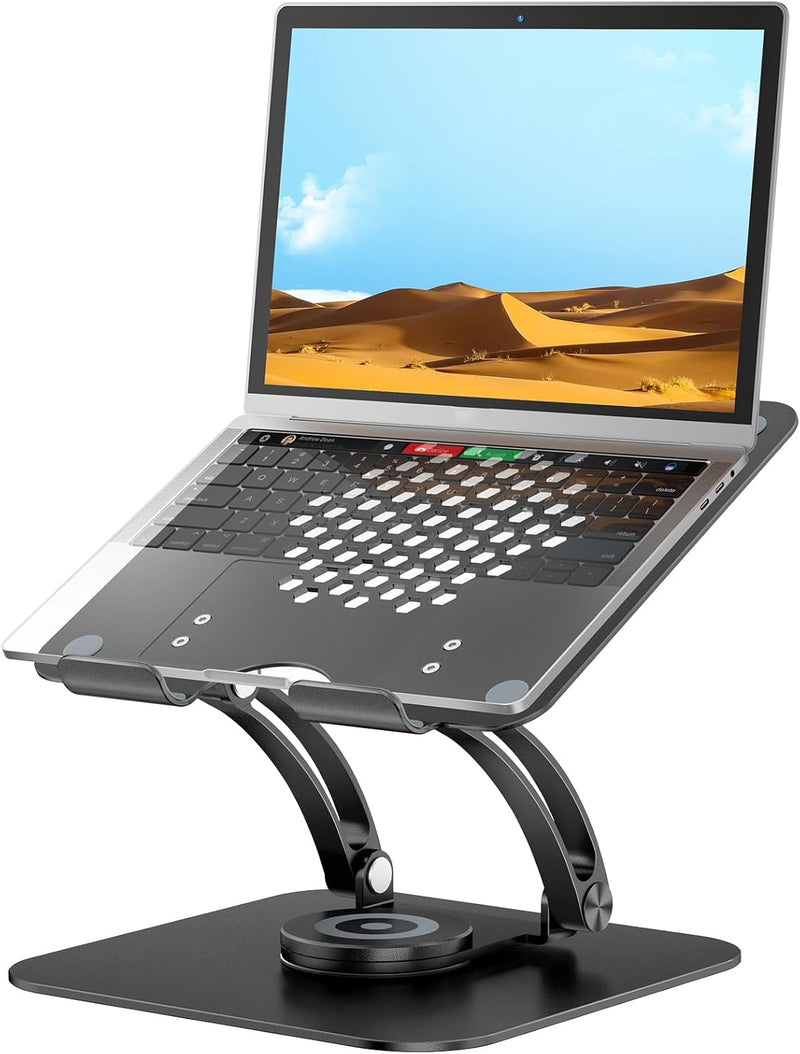 Laptop Ständer mit 360° Drehbarer Basis, Ergonomisch Laptopständer Höhenverstellbar, Laptop Erhoehun