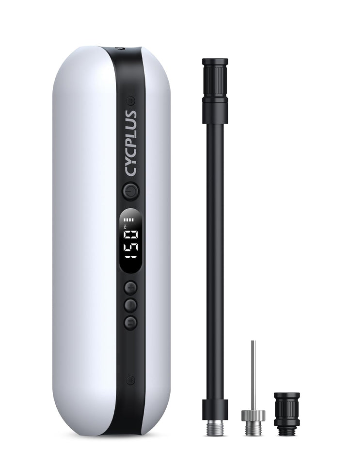 CYCPLUS Luftpumpe I50PSI Elektrischer Kompressor Tragbar Fahrradpumpe Mini Reifenpumpe mit Digital L