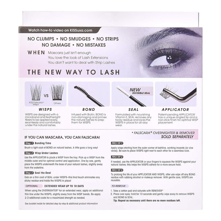 KISS Falscara DIY Wimpernverlängerung Starter Set, 10 wiederverwendbare federleichte künstliche Wimp