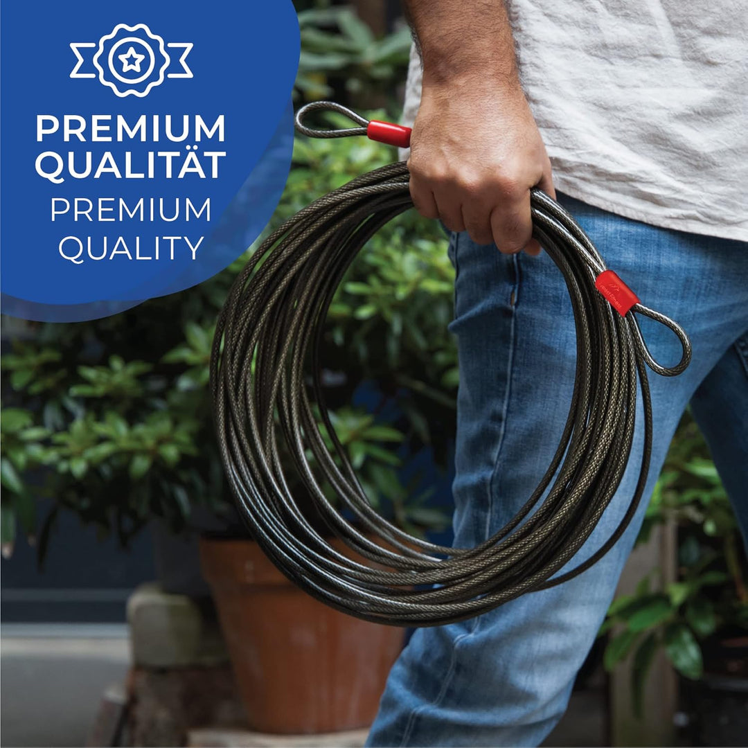 EVEREST FITNESS Universal Schlaufenkabel 20m Länge - Stahlseil mit Kunststoff ummantelt - Stahlkabel