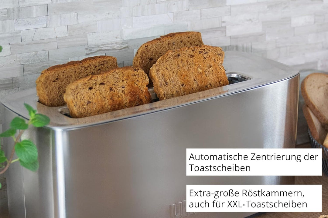 Unold 38266 Toaster Tom – 4-Scheiben-Toaster, 1.400 W, wärmeisoliertes Edelstahlgehäuse, auch für XX