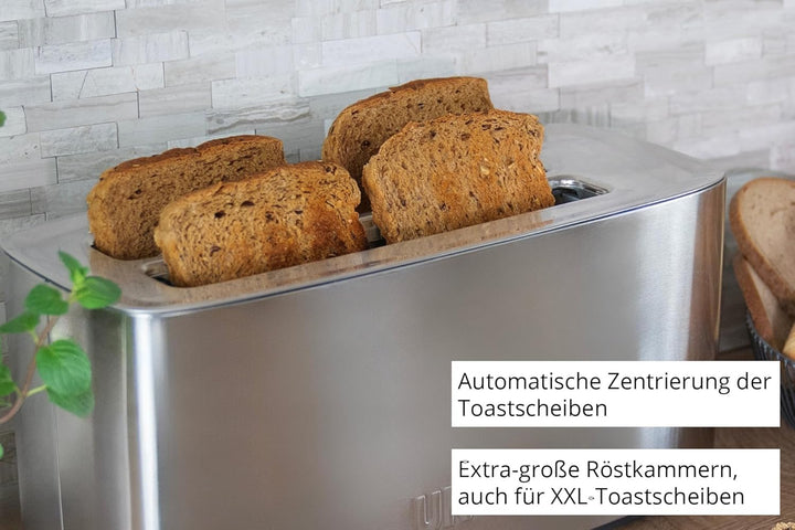 Unold 38266 Toaster Tom – 4-Scheiben-Toaster, 1.400 W, wärmeisoliertes Edelstahlgehäuse, auch für XX
