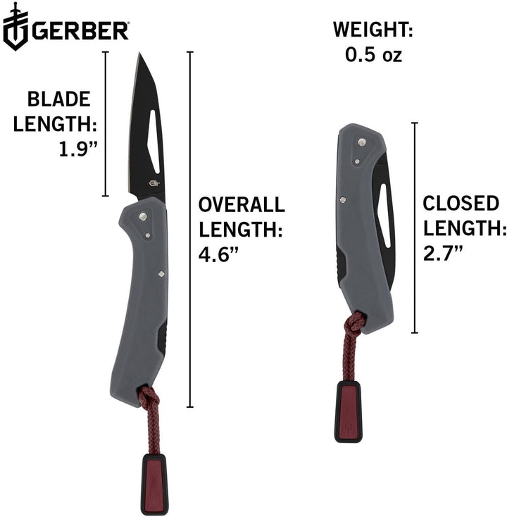 Gerber Taschenmesser mit Zugband, LST Mini, 440A Wharncliffe-Edelstahlklinge, Griffschalen aus glasf