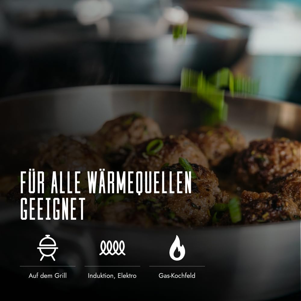 Skottsberg Wokpfanne Edelstahl | Ø 30 cm | Unbeschichtet | Für alle Herdarten geeignet
