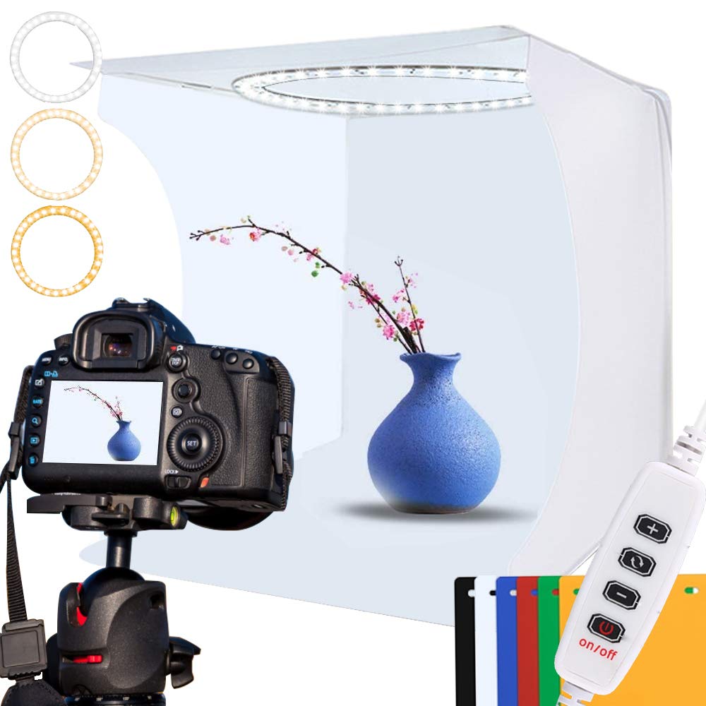 DUCLUS Lichtzelt Fotobox 30x30 cm, Tragbare Lichtbox Fotostudio mit Dimmbare 88 LED Beleuchtung + 6